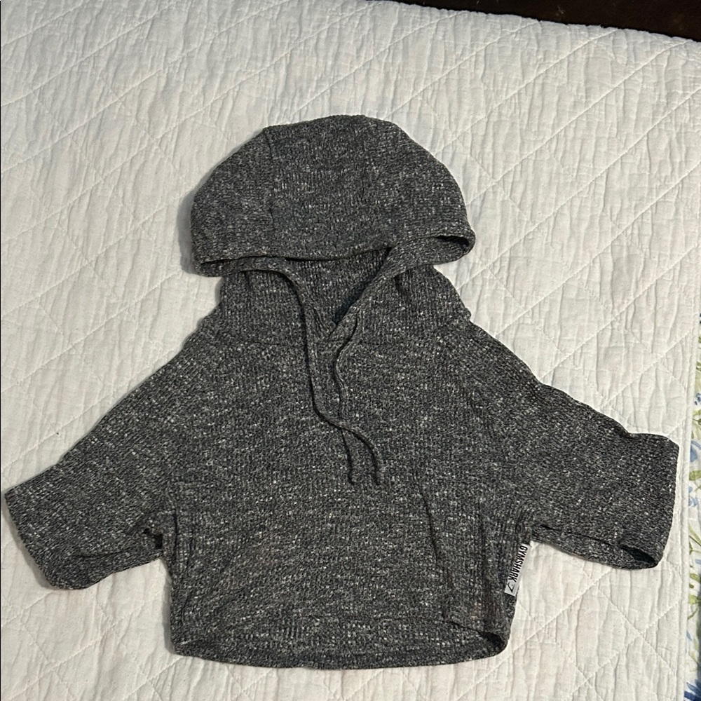 Gymshark Charcoal Gray Cropped Knit Hoodie